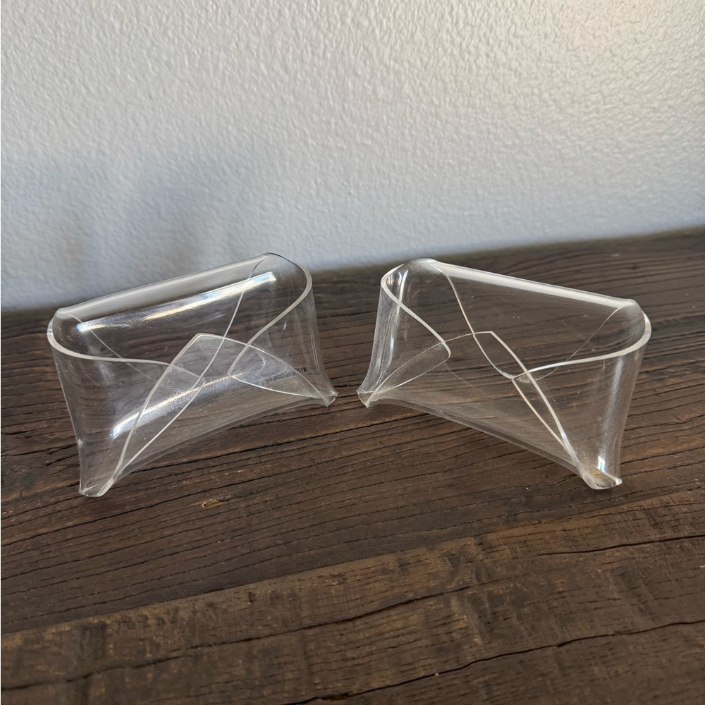 Vintage Acrylic Set of 2 Envelope Clear Desktop Business Card Holders/Display